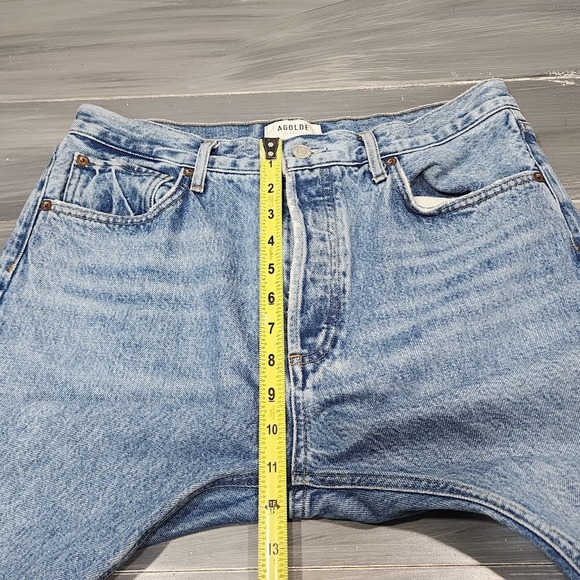AGOLDE Riley Crop Jeans High Rise Straight Leg Distressed Raw Hem Size 30 - Picture 8 of 10